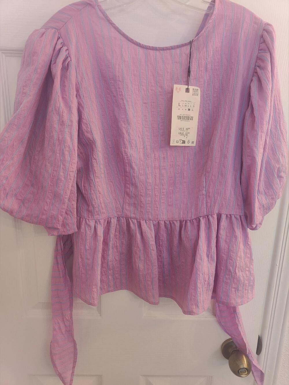 Zara ruffled Striped Blouse Size L